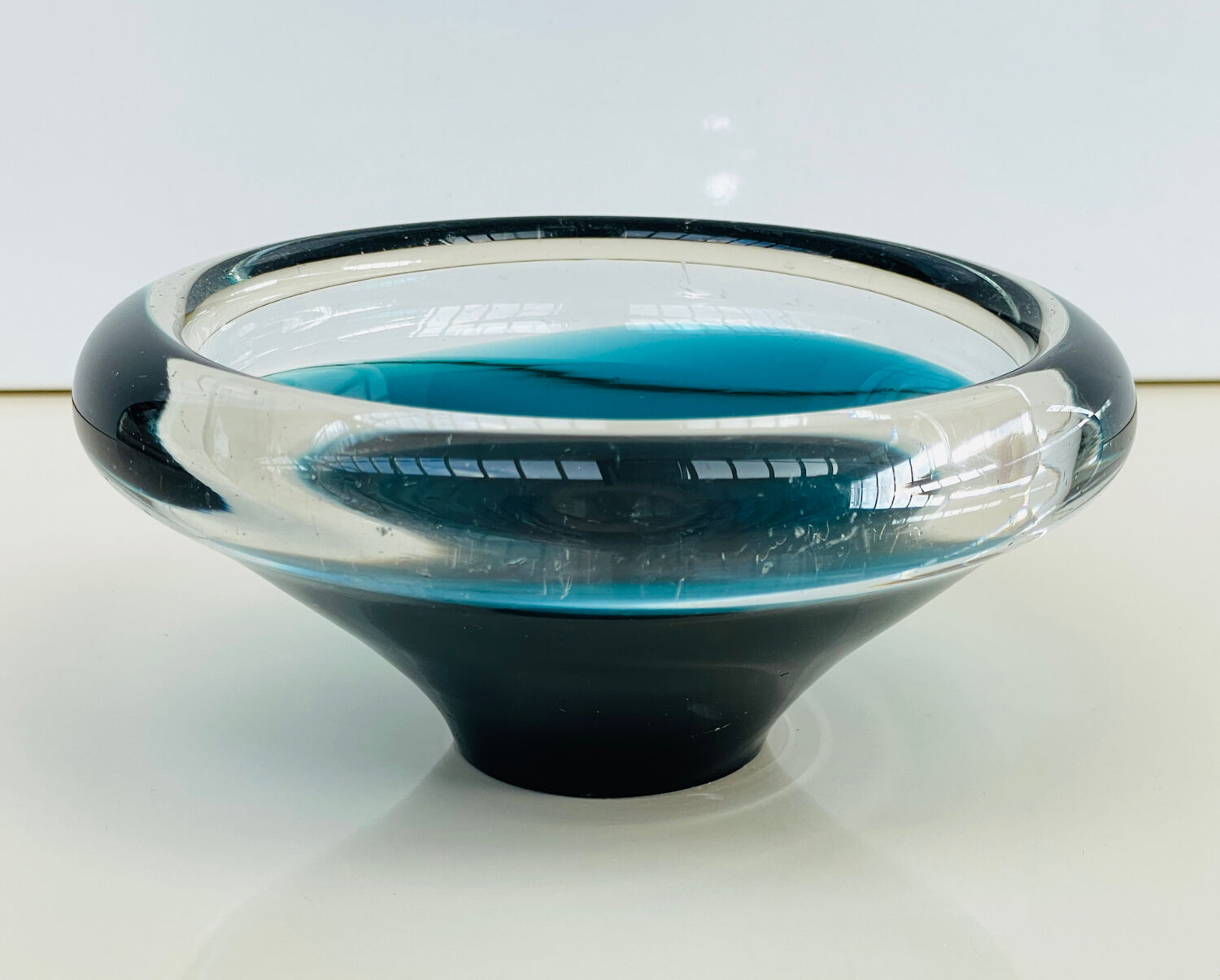 Scandinavian blue sommerso glass catchall – vintage design from the 1960s.