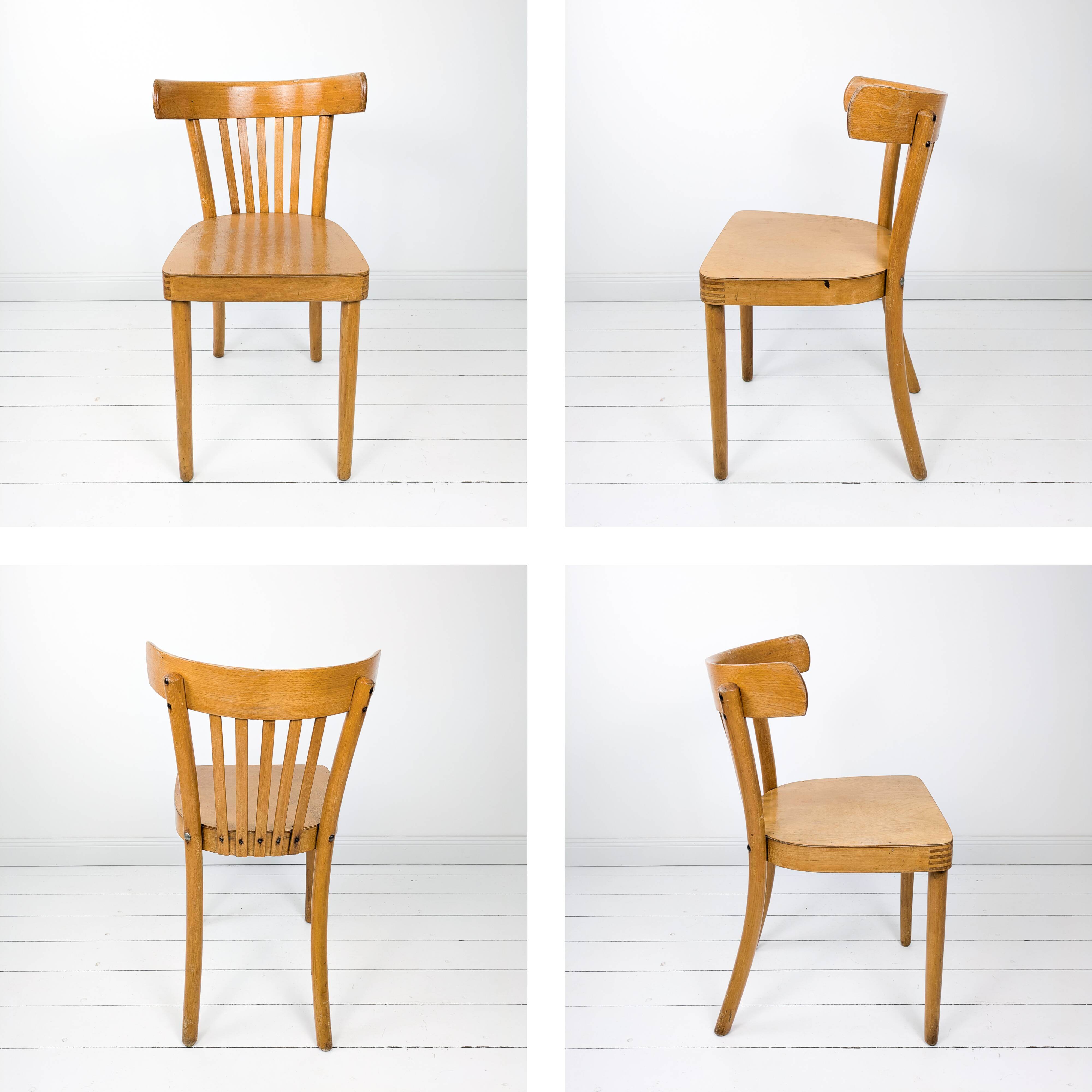 Chaise bistrot vintage Mid-Century en bois à barreaux style scandinave