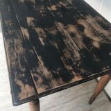 Old farmhouse table desk 1 drawer solid wood patinated black top