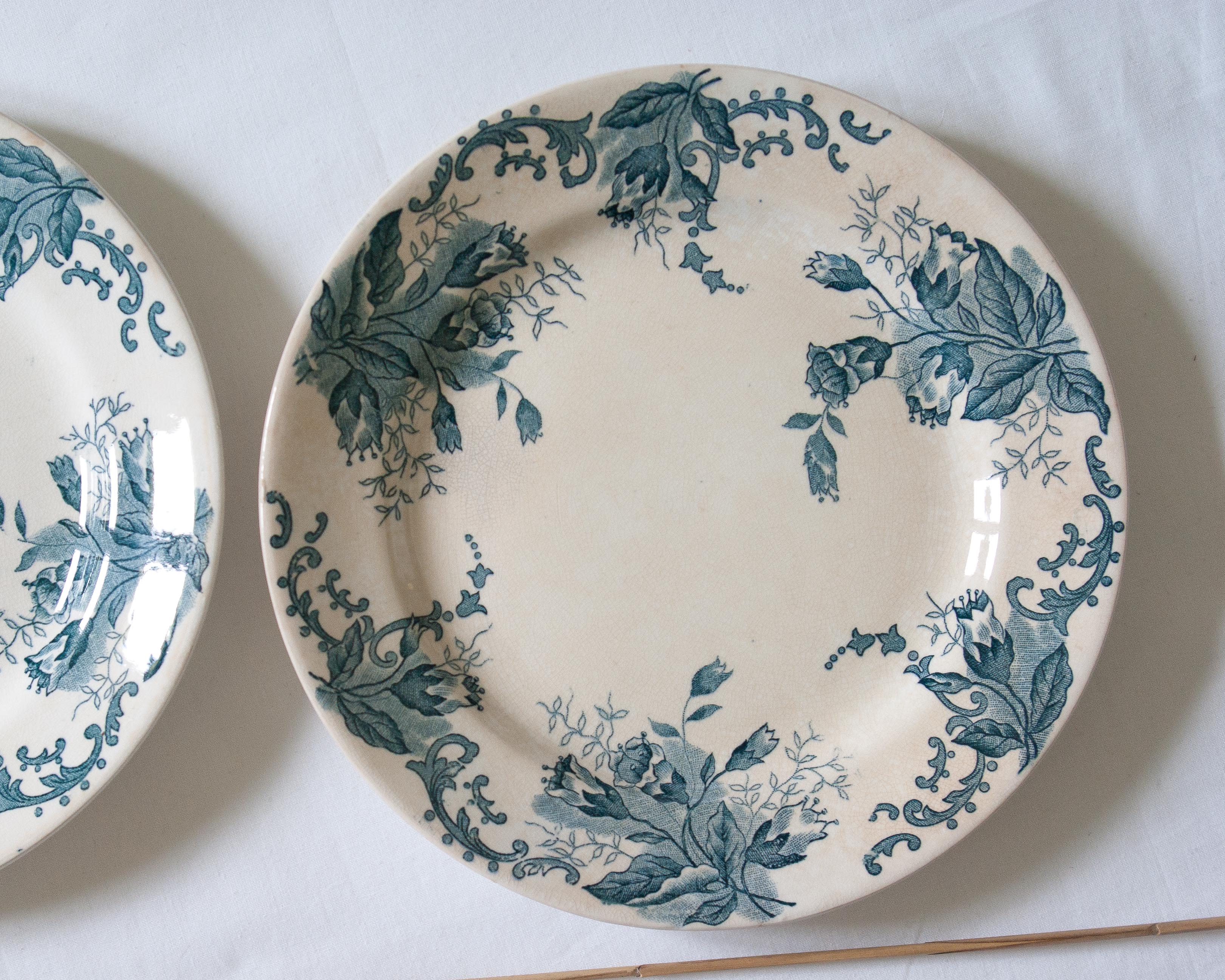 Pair of old flowered plates