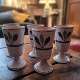 Set of 6 marbled earthenware mazagrans Salins 70's