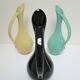 Three ceramic enamels design 60s soliflores black yellow green