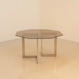Dining table "two legs" octagonal metal 70's
