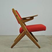 Classic Danish vintage scissor armchair by Arne Hovmand Olsen in OAK, 1960