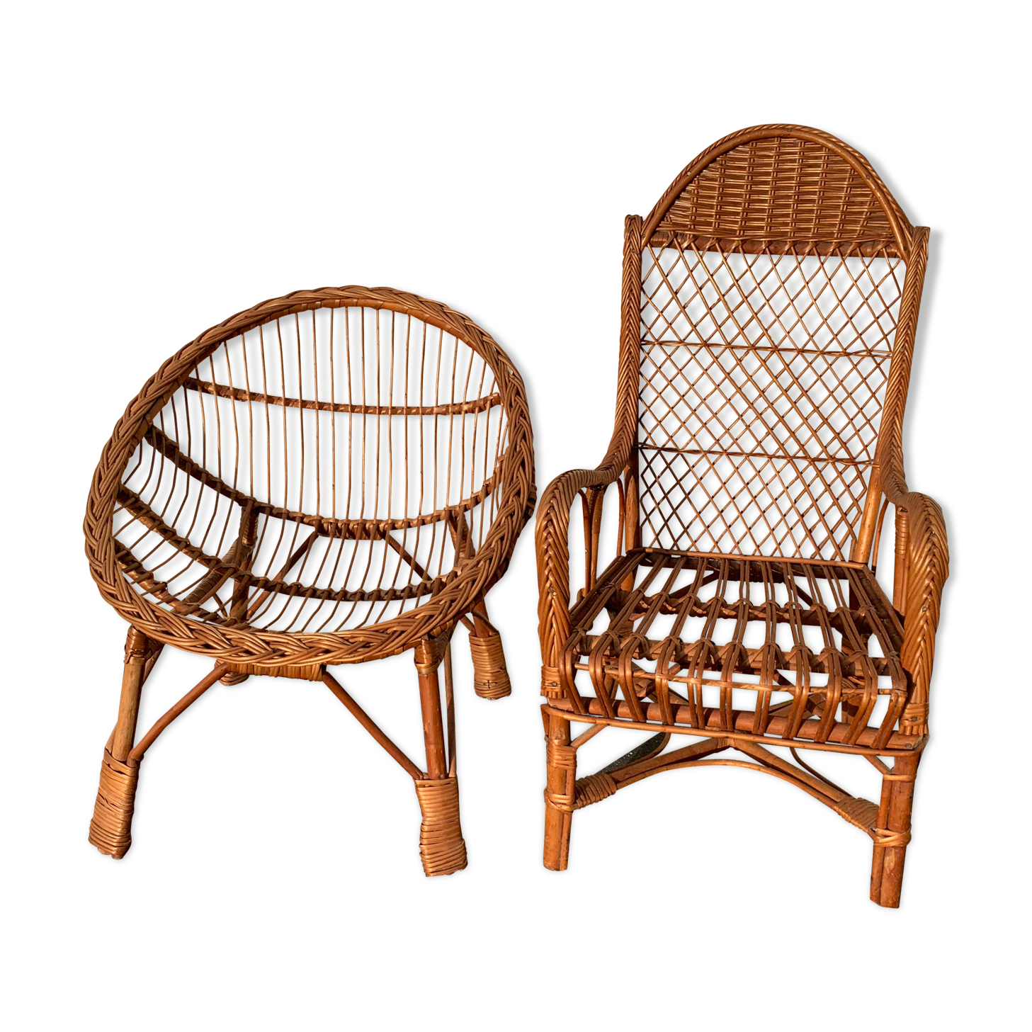 Pair of rattan chairs for children