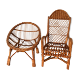 Pair of rattan chairs for children