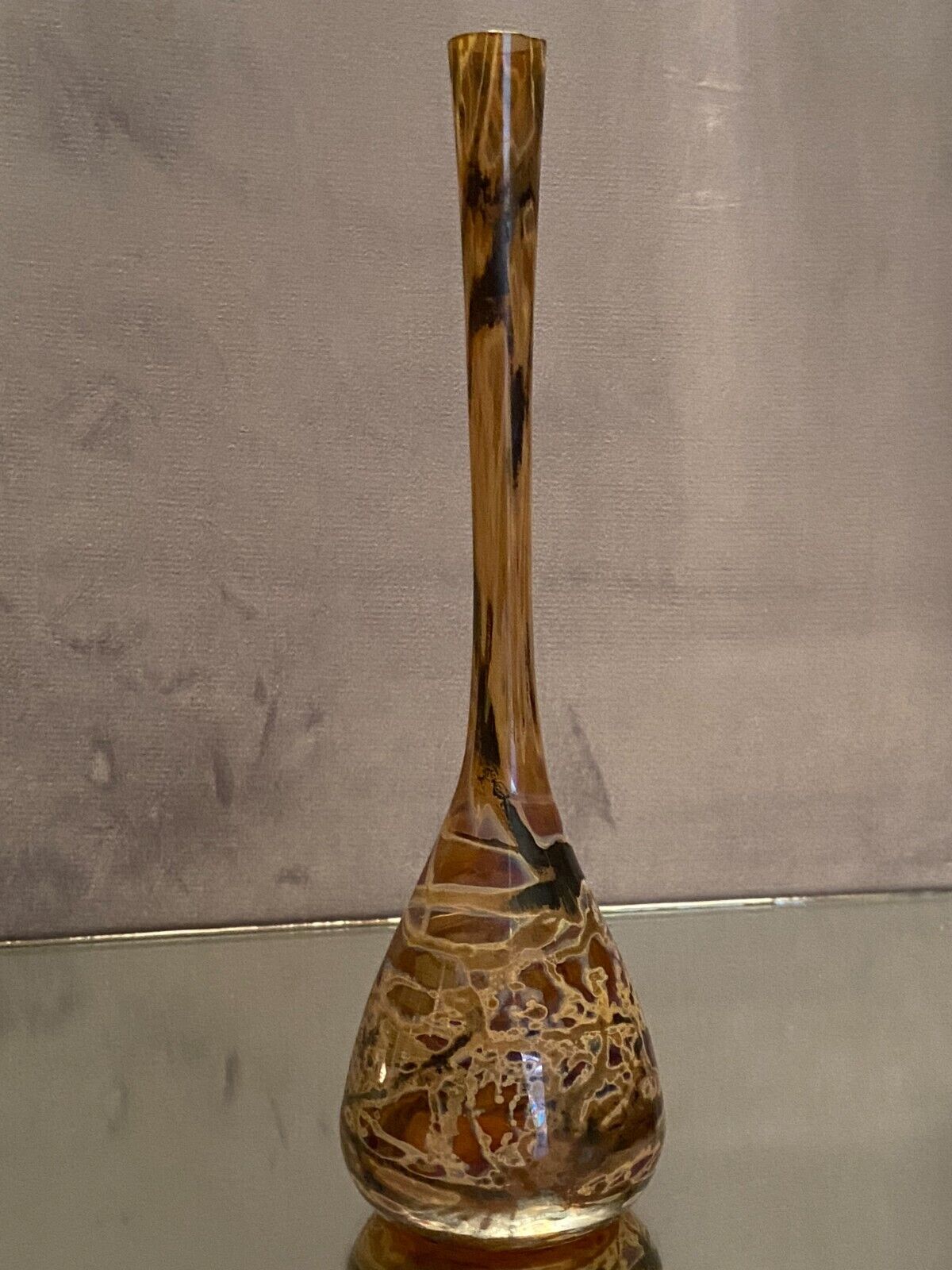 Soliflore vase in tinted glass with marbled decoration Murano Venice