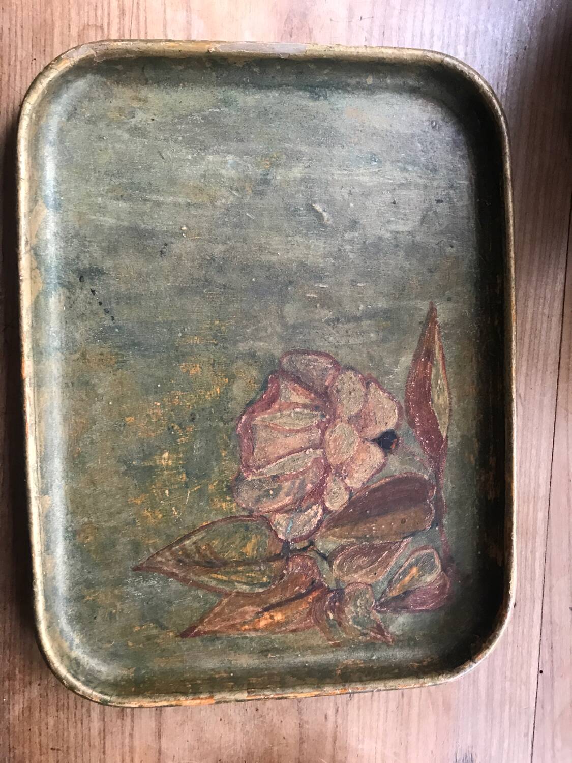 Painted wooden tray