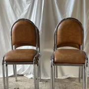 Set of 4 vintage tubular chrome chairs