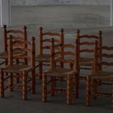 Set of 6 modern French brutalist chairs, in the style of Charles Dudouyt, made in the 1960s.
