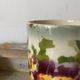 Large tubular vase in Choisy-le-Roi earthenware, decorated with pansies.