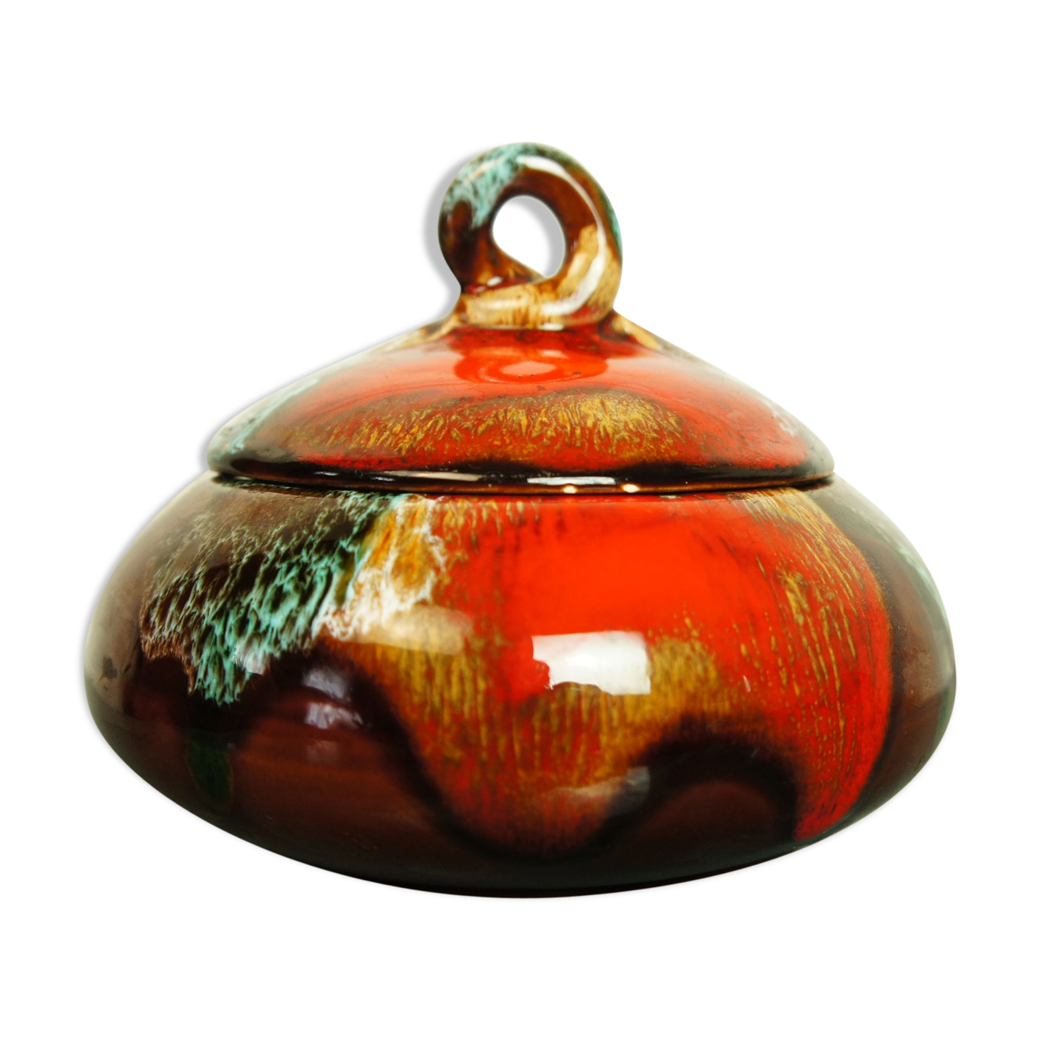 Round box in glazed ceramic