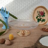 Glass and gold metal cake display - vintage