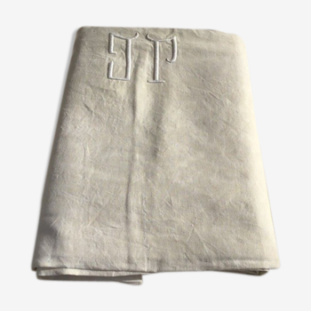 Drap de lin 2 personnes marqué JP