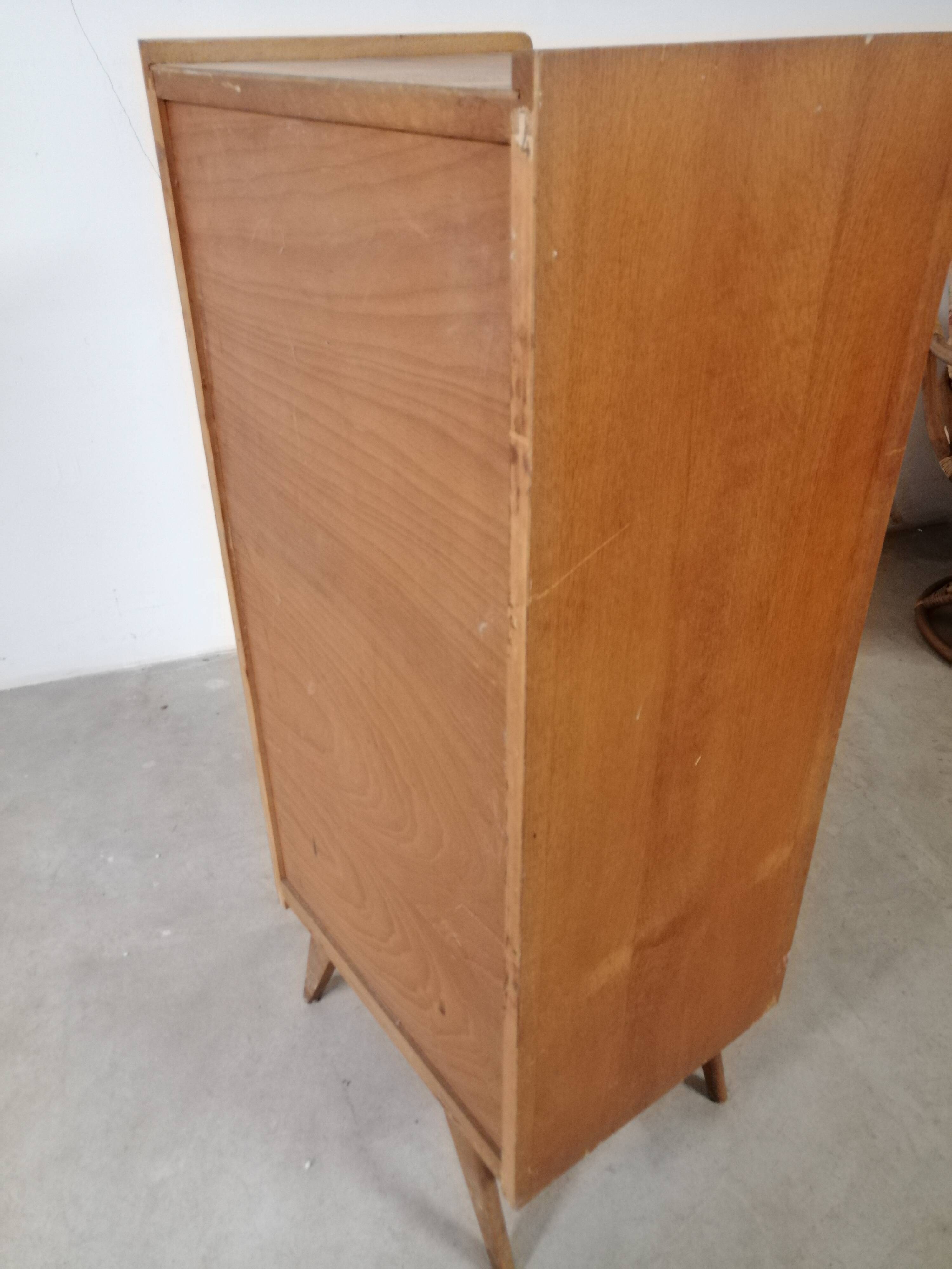 Wooden and rattan chiffonnnier 6 drawers