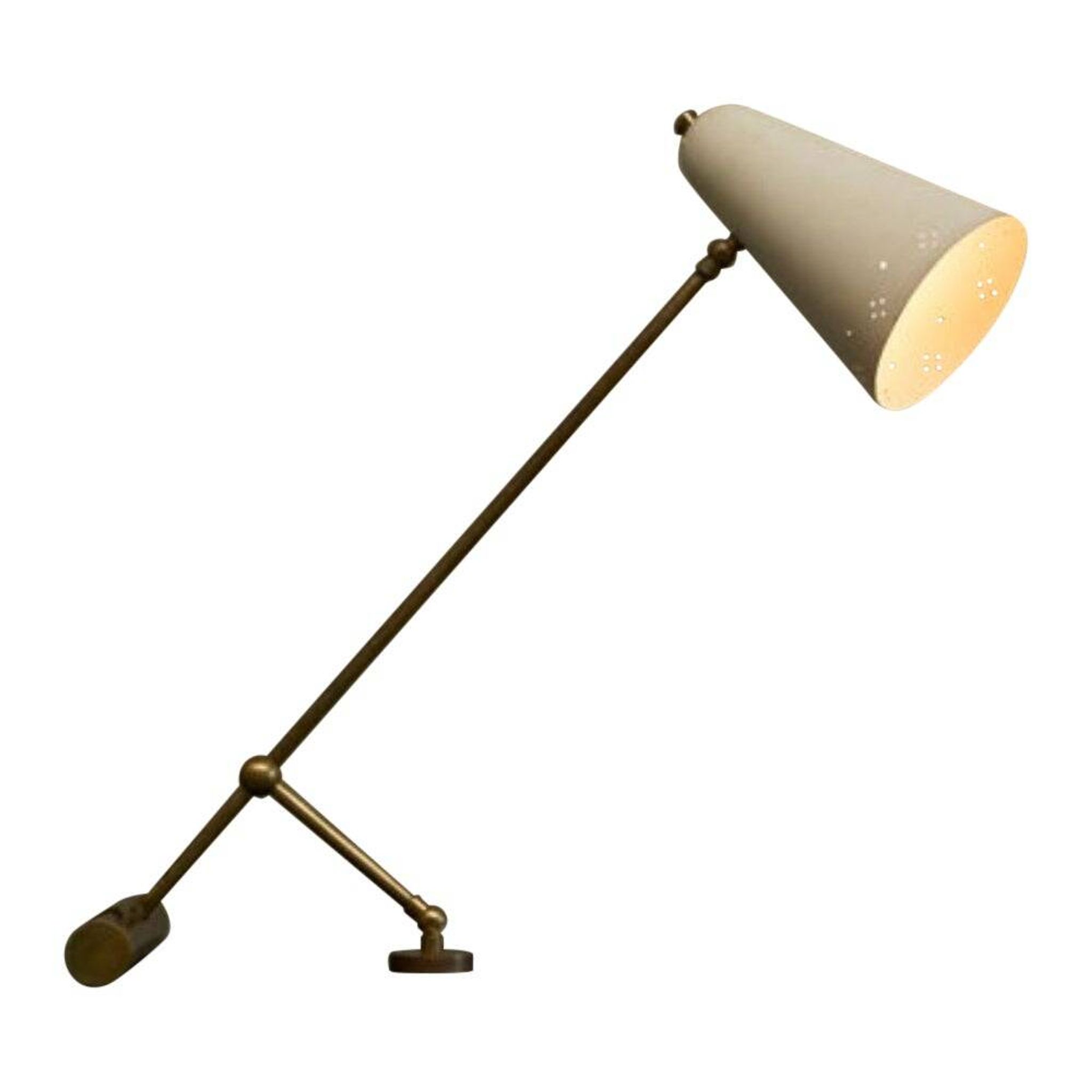 Lampe de table Mid Century réglable abat-jour perforé années 1950
