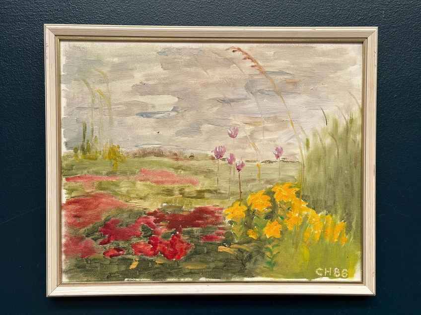 Original Swedish Oil On Panel – “Wild Flowers In Meadow”