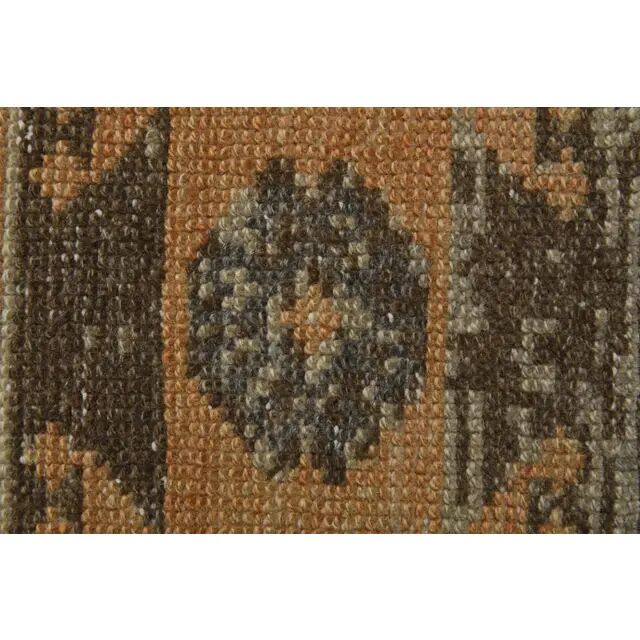Vintage Turkish Hand-Knotted Wool Cotton Orange Runner Rug 96x214