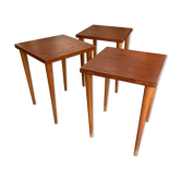 Series of 3 side tables in Scandinavian teak 60s