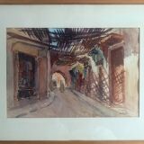 Watercolor painting "Ruelle de la Medina" Orientalist Morocco by Denise Richier