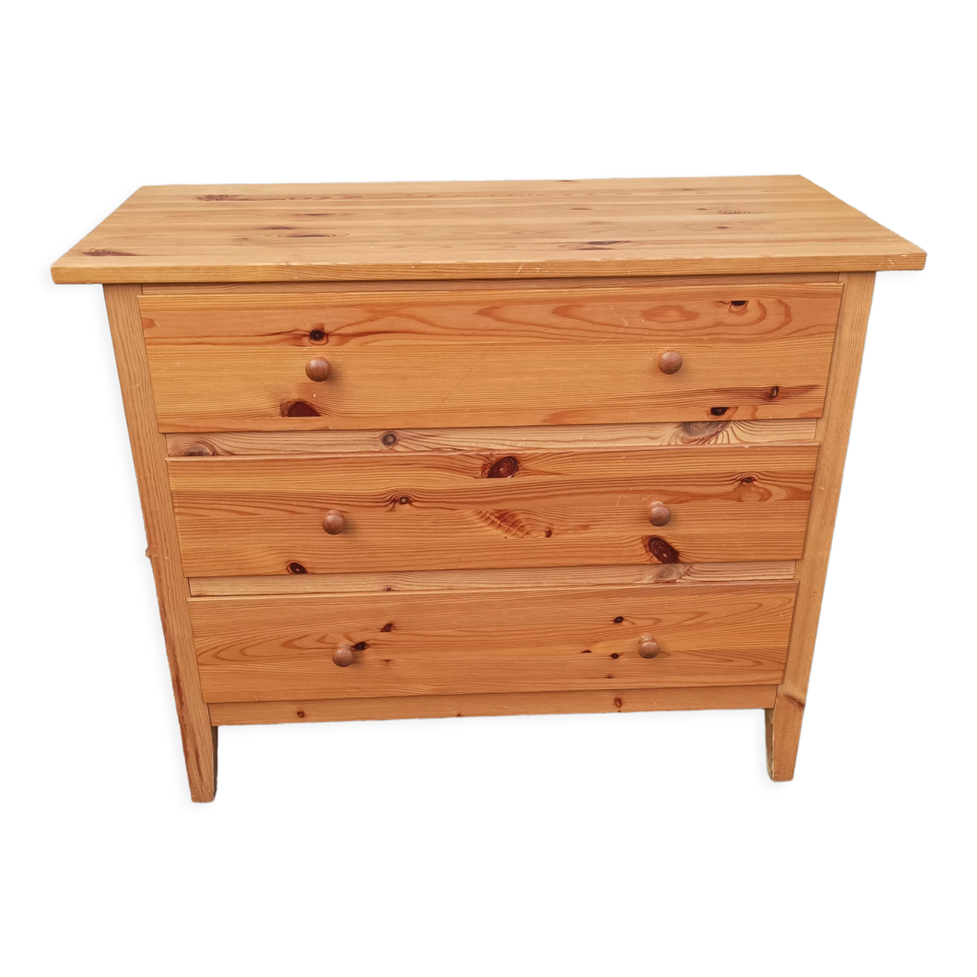 Old chest of drawers 3 drawers in vintage pine wood