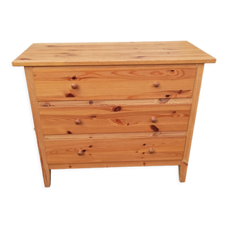 Old chest of drawers 3 drawers in vintage pine wood