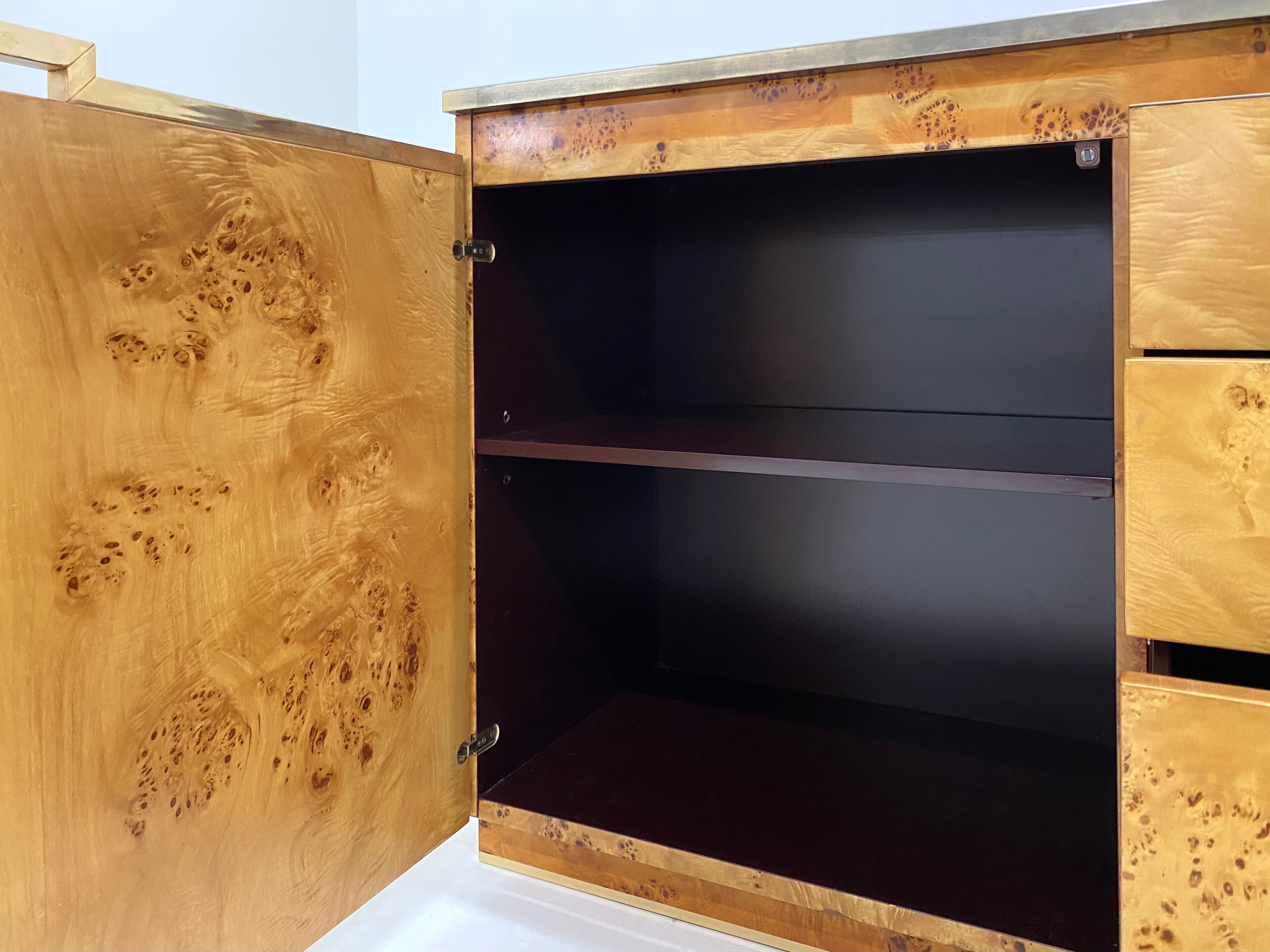 Sideboard glass and brass, circa 1970