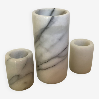 Trio of marble candle holders