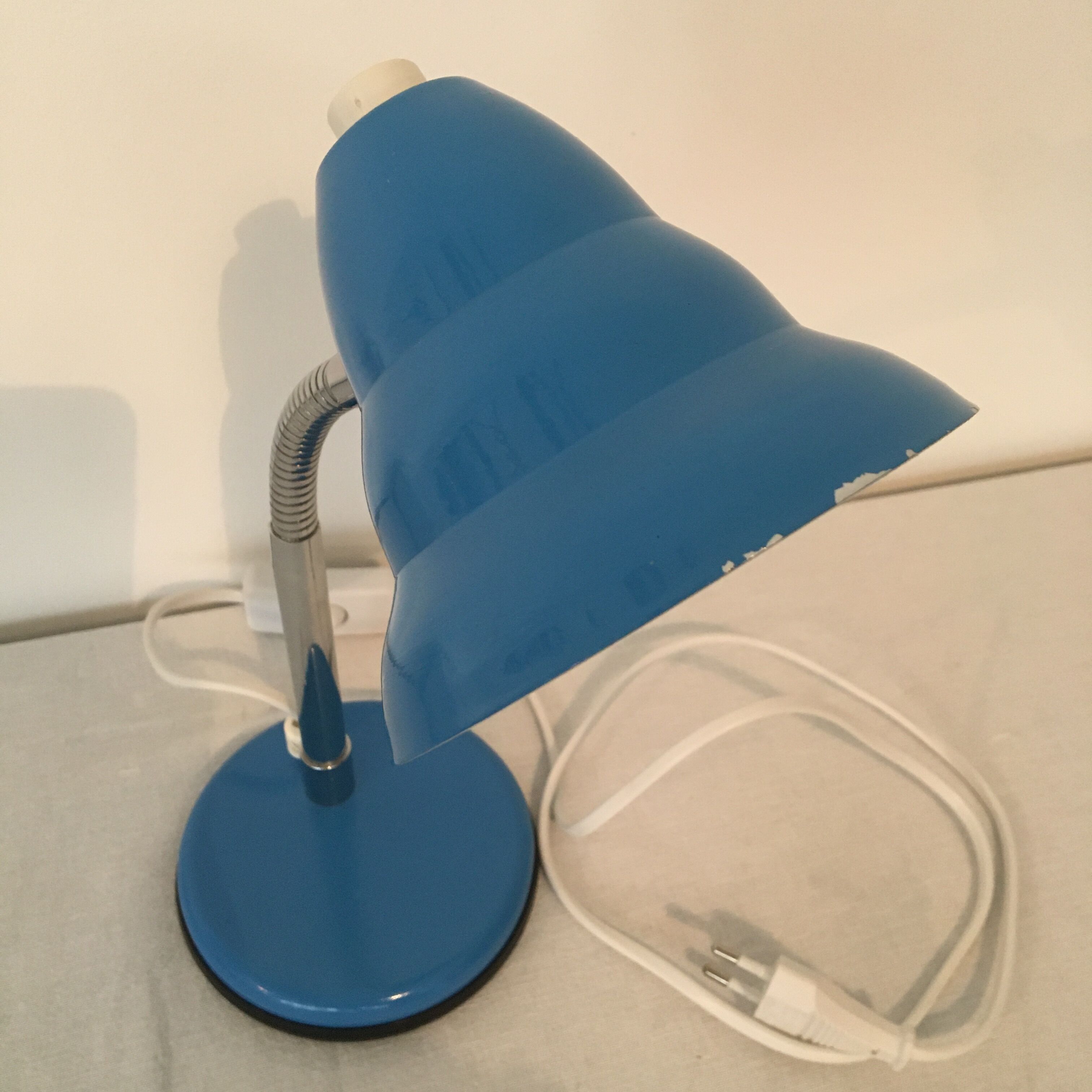 Blue flexible desk lamp