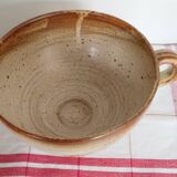 Large handmade stoneware bowl with foot