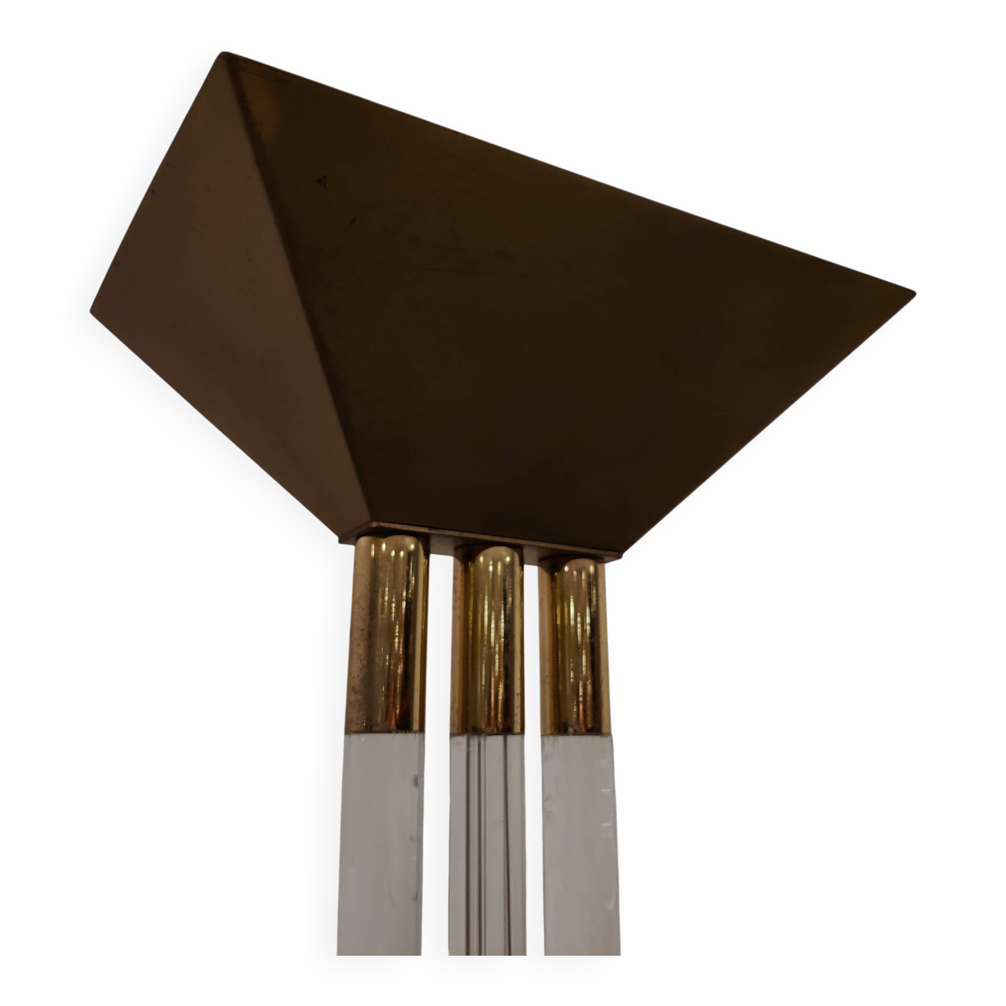 Vintage Brass and Lucite Floor Lamp, 1970s