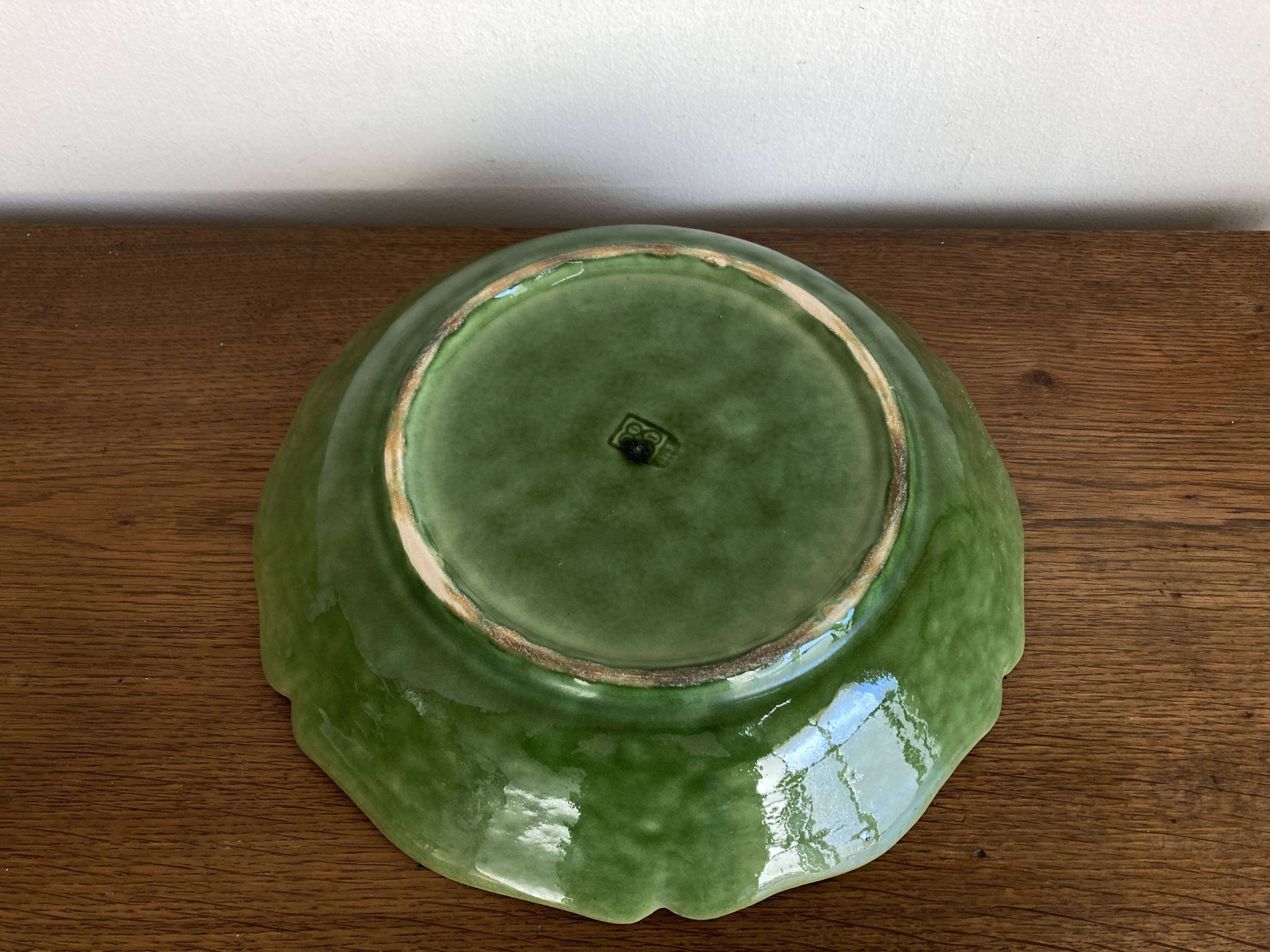 Green glazed stoneware table centrepiece with fluting from Biot, 1960, XL.