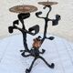 Brutalist Antique Wrought Iron Chandelier Floral Naturalist Candle Holder