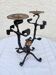 Brutalist Antique Wrought Iron Chandelier Floral Naturalist Candle Holder