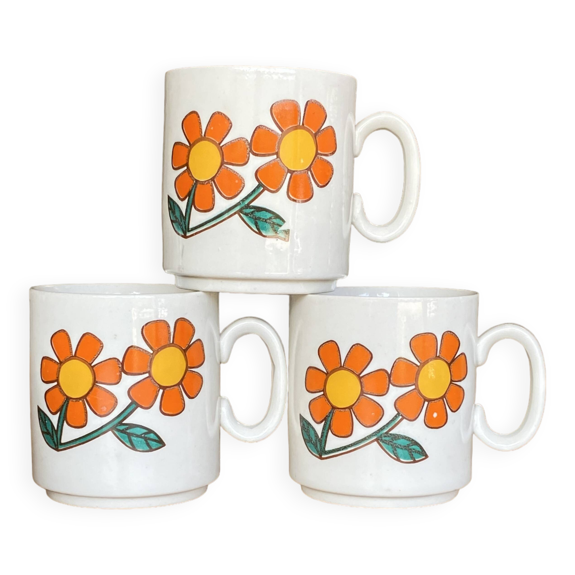 3 italian retro floral mugs
