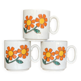 3 italian retro floral mugs