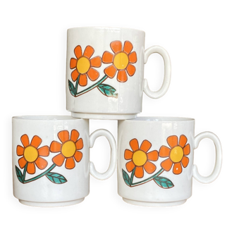 3 italian retro floral mugs