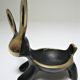 Candle holder zoomorphic bronze solid patina black rabbit hare 60s