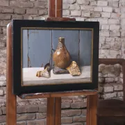 Still life with Bellarmine jug and pewter spoon – Marjolein van den Berg