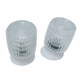 Pair of sconces cast glass 1970