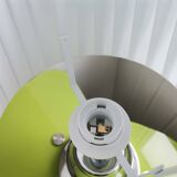 Mid Century Modern chromed table lamp with white pleated shade