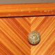 Pair of 60s veneer bedside tables with brass decorations