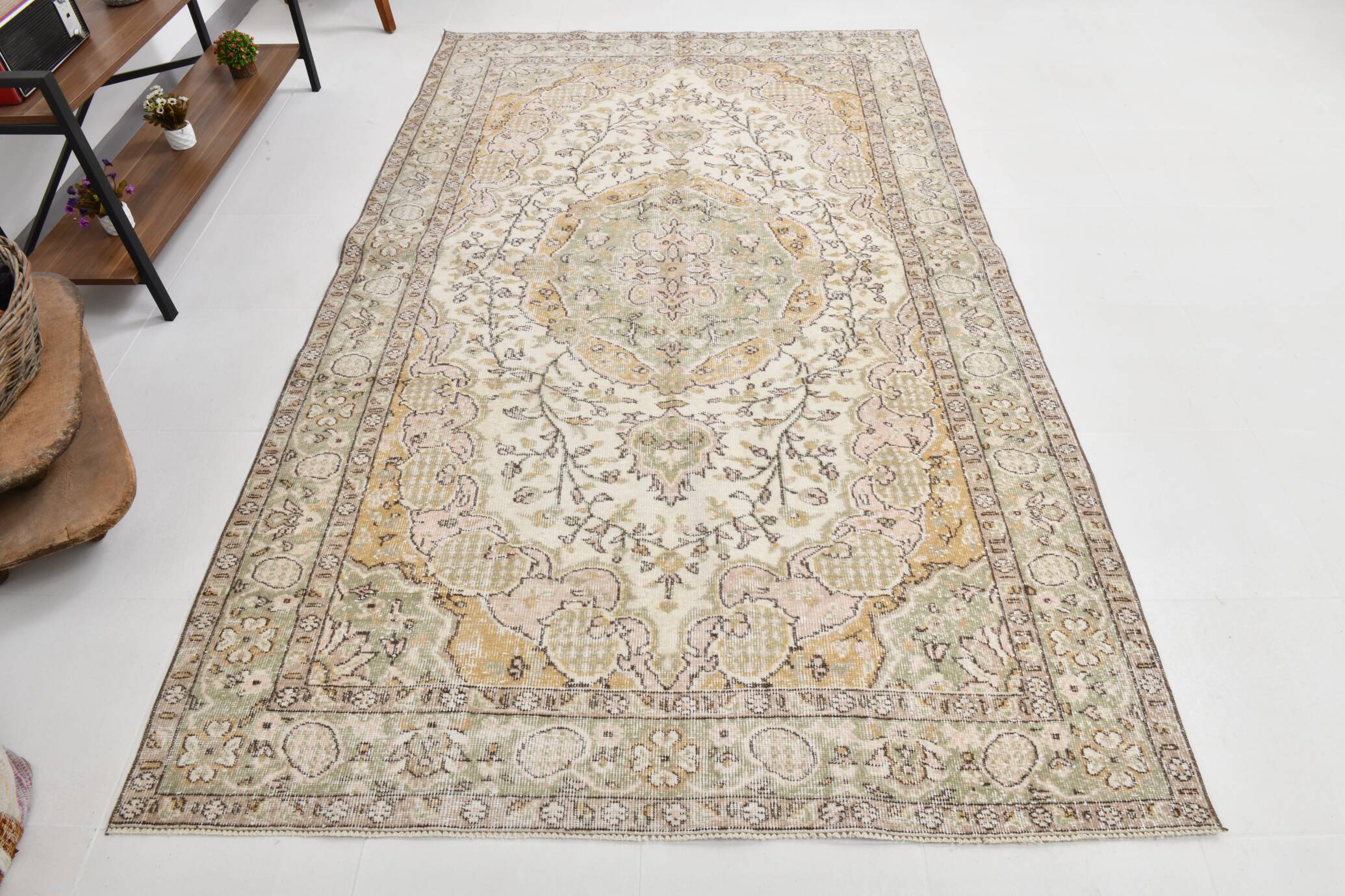Cream & Beige Antique Turkish Rug 163x267Cm SK 21968