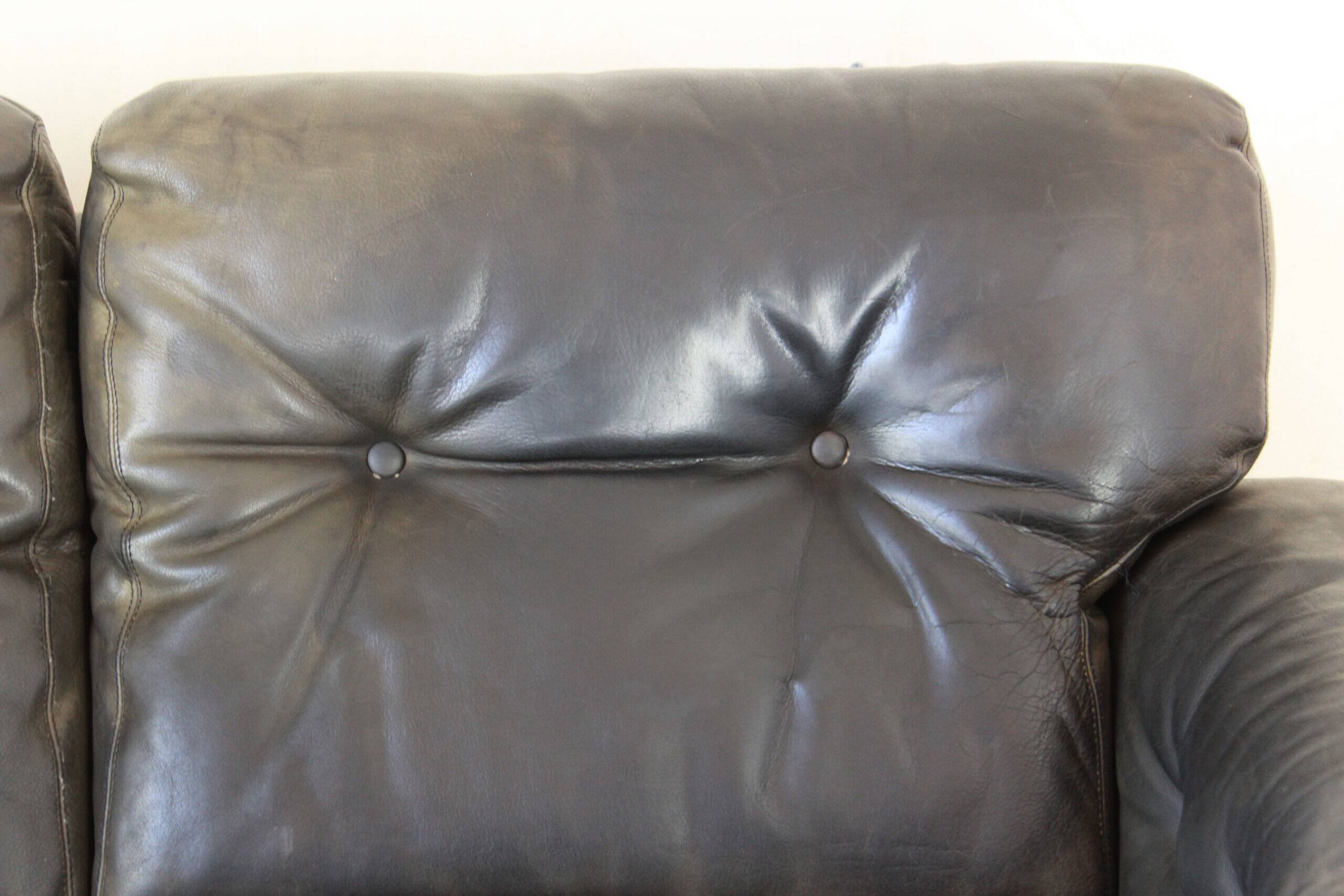 Coronado Brown Leather Sofa, Afra & Tobia Scarpa for B&B Italia