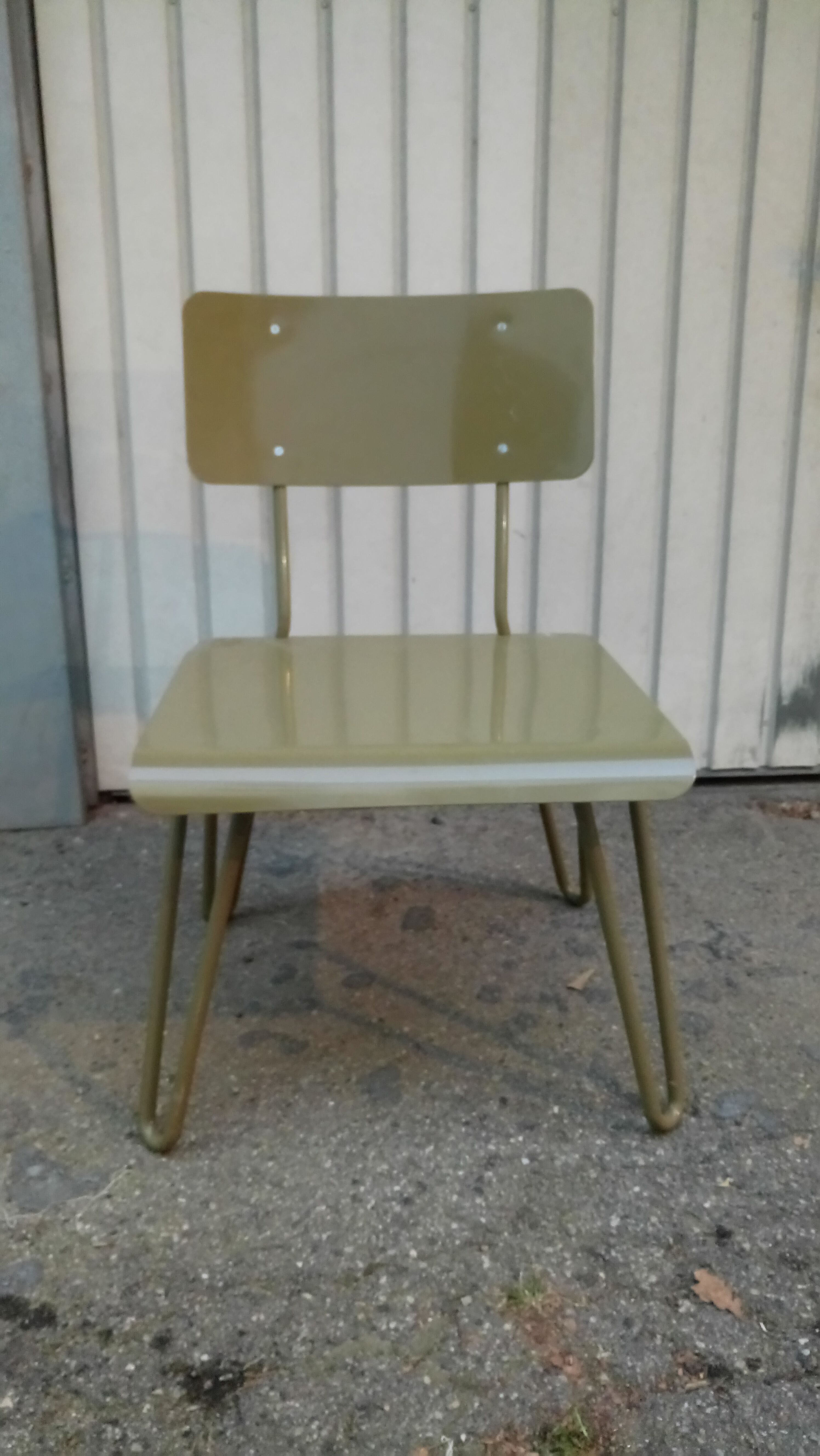 Industrial military Workshop Chair metal lacquered years 60 vintage