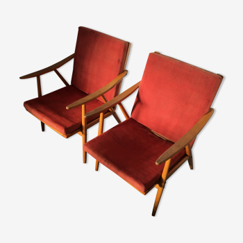 Pair 2pcs Vintage TON armchair vintage 60s Midcentury Czechoslovakia