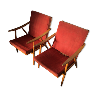 Pair 2pcs Vintage TON armchair vintage 60s Midcentury Czechoslovakia