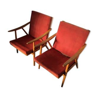 Paire vintage TON de fauteuils vintage 60s, Tchécoslovaquie