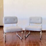 Pair of mid century armchairs / fireside chairs in French terry fabric