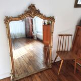 Large gilded mirror louis XV rockery  142x99cm